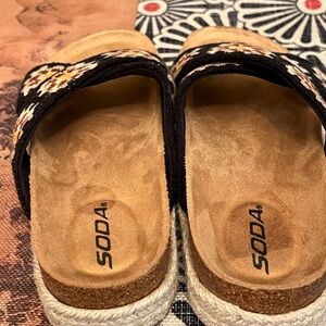 Soda Black Floral Sandals